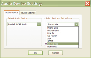 Selecting the audio port for what you hear